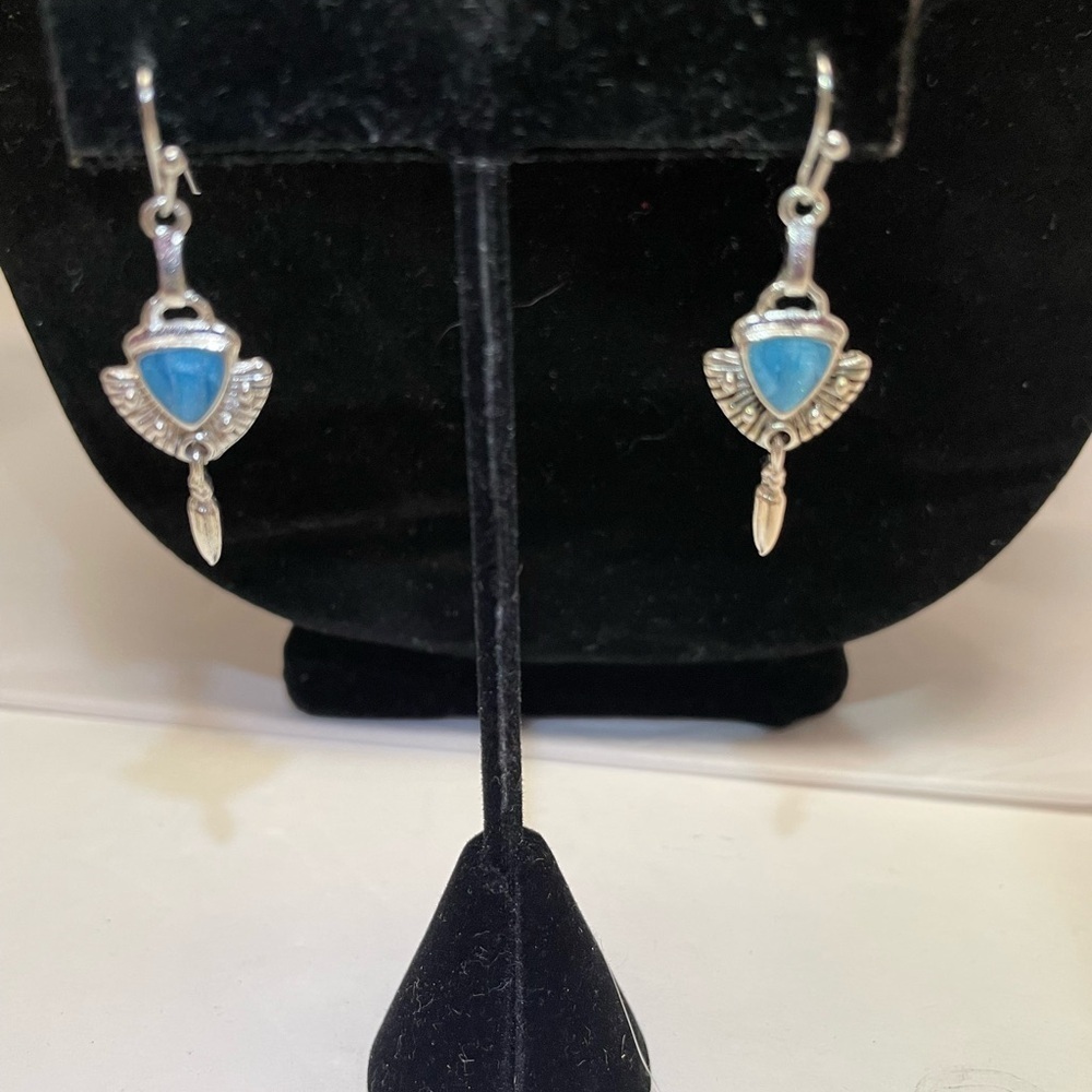 Elegant Blue and Silver Tone Dangle Earrings